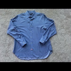 Michael Kors Size Large Blue Stripe Dress Shirt